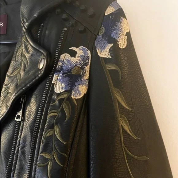 Vigoss Embroidered Floral Leather Jacket, Small, Black/Multi NWOT - Picture 7 of 12